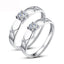 Round Created Diamond Classic Simple Adjustable Couple Ring