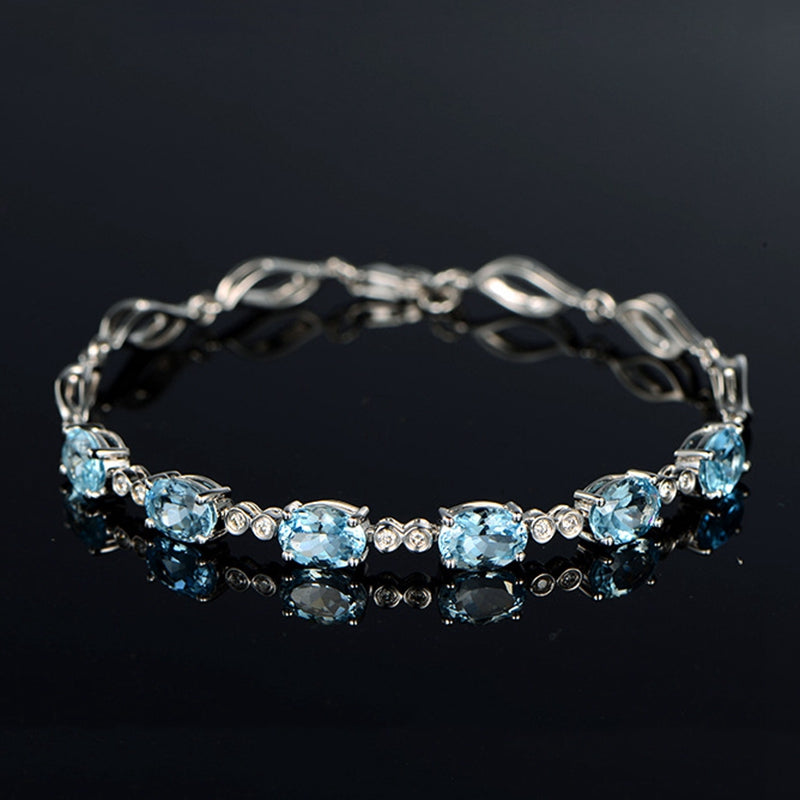 Oval Cut Simulated Blue Crystal Bracelet