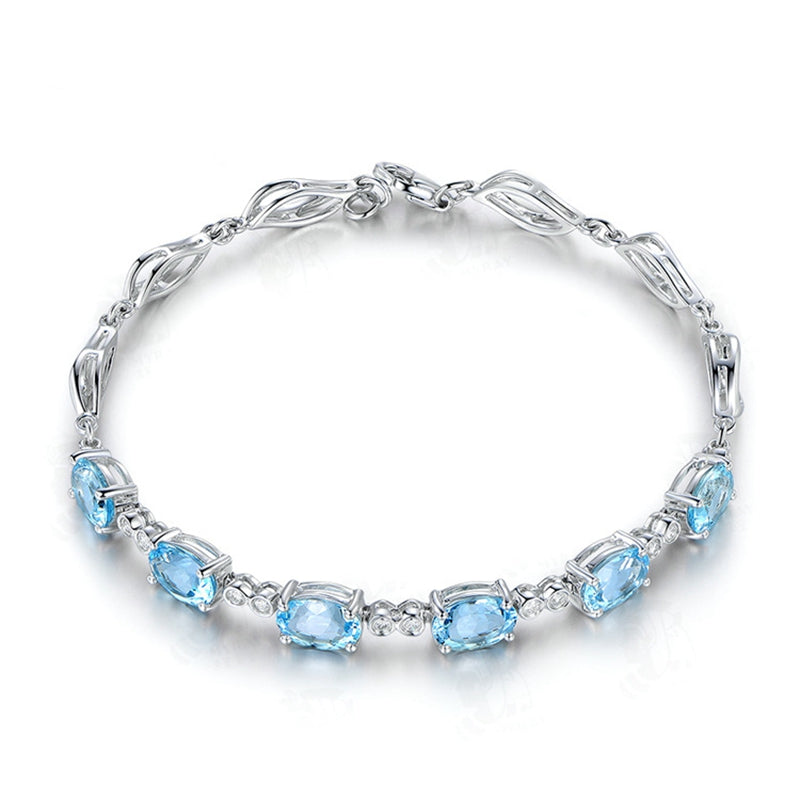 Oval Cut Simulated Blue Crystal Bracelet