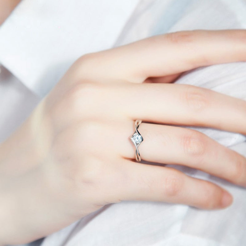 Round Created Diamond Adjustable Couple Personalized Ring