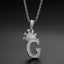 Letter F Initial Pendant Necklace with 3mm Rope Chain 24 Inch