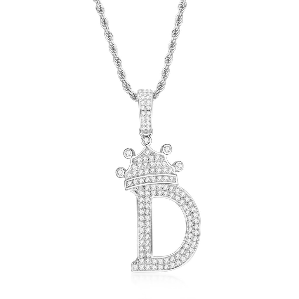 Letter D Initial Pendant Necklace With Rope Chain 24''