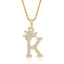 Iced Out Letter K Initial Pendant Rope Chain Necklace