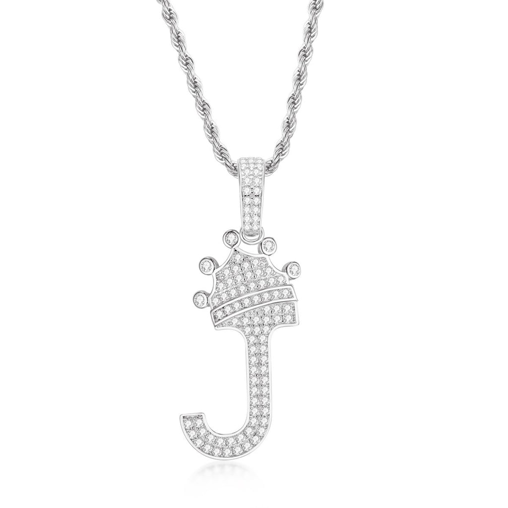 J Letter Pendant 3mm Rope Chain 24inch Initial Necklace