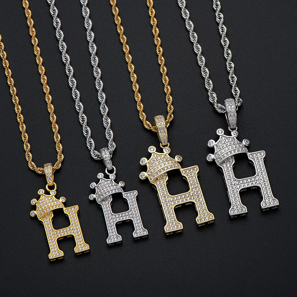 Initial H Alphabet Necklace for Women Men