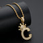 Crown Letter C Initial Pendant Necklace With Rope Chain 24''