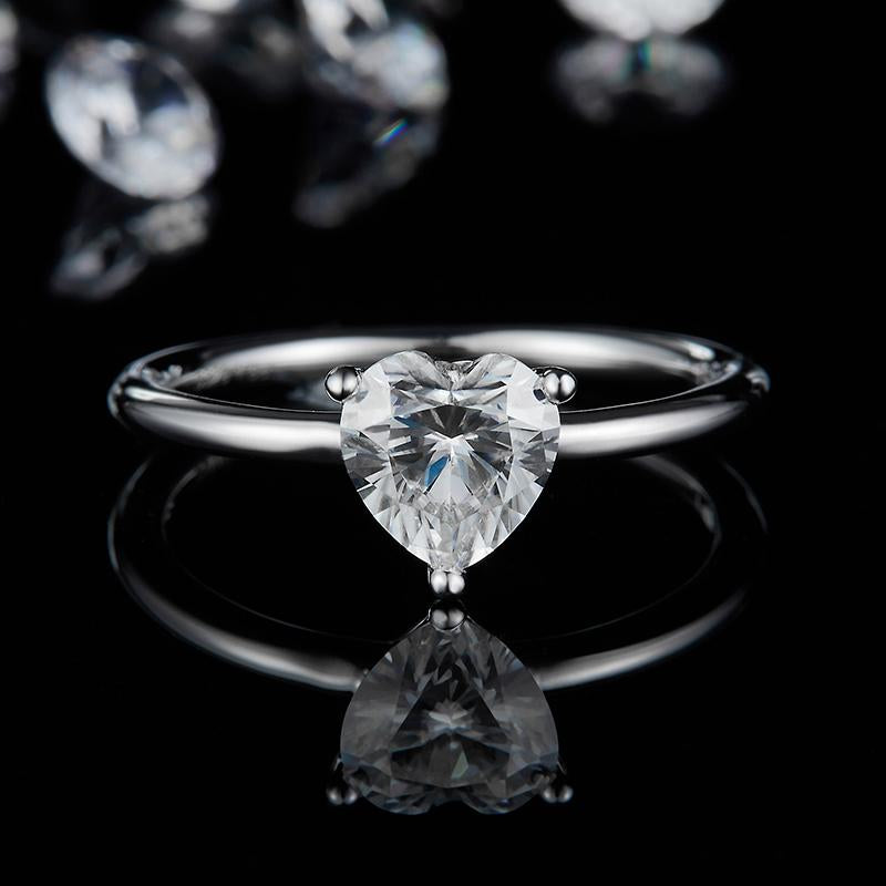 1.0ct Heart Shaped Moissanite Solitaire Ring