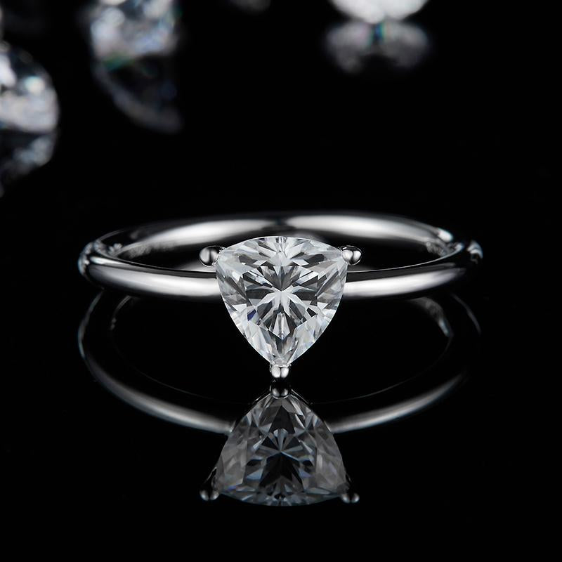 Trillion Cut Moissanite Diamond Solitaire Ring