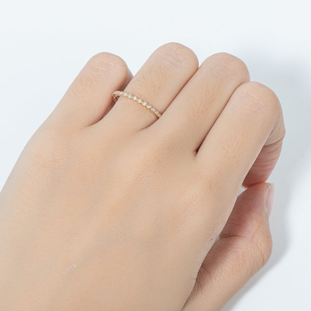 14K Gold Bezel Setting Real Diamond Full Eternity Ring