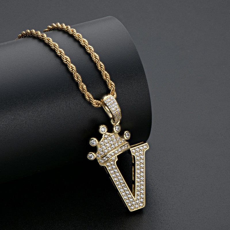 Letter V of VLONE Hip Hop Pendant Chain Necklace for Men &