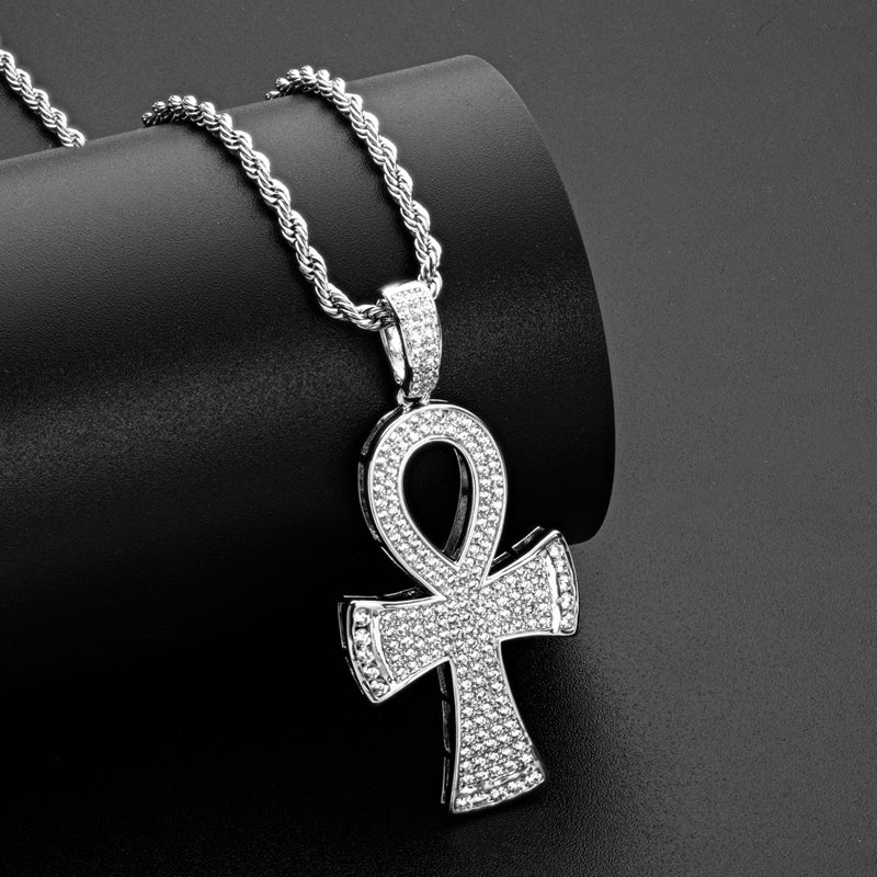 Round Cut Created Diamond Cross Hip Hop Luxury Pendant Necklace 23.62''