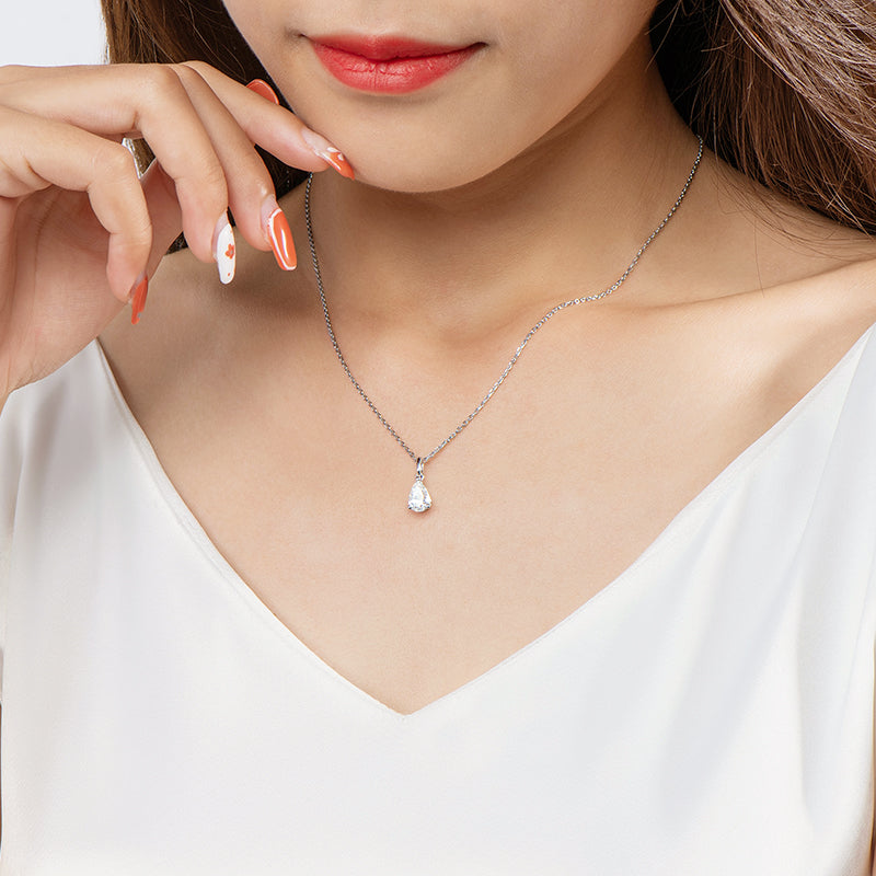 Pear Shaped Moissanite Solitaire Pendant Necklace