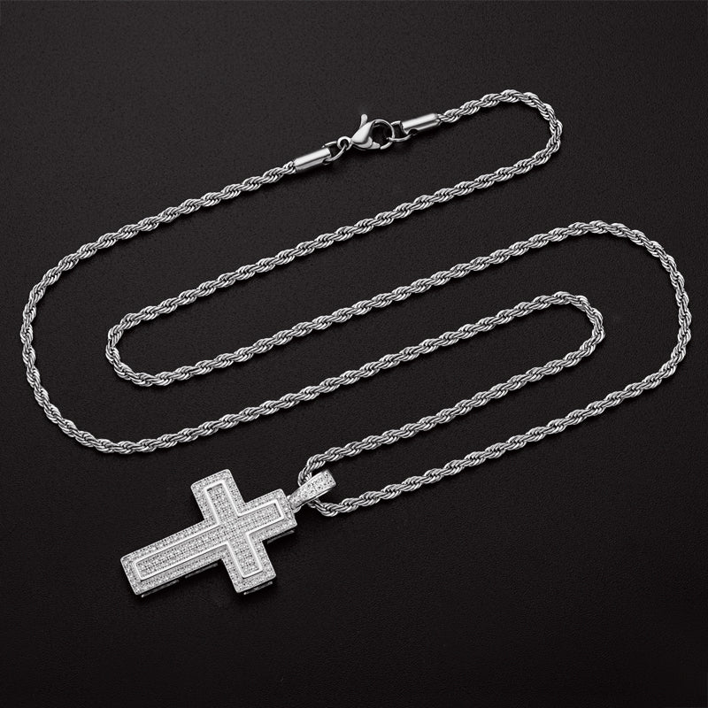 Personalized Multilayer Cross Long Chain Cool Pendant Necklace 23.62''