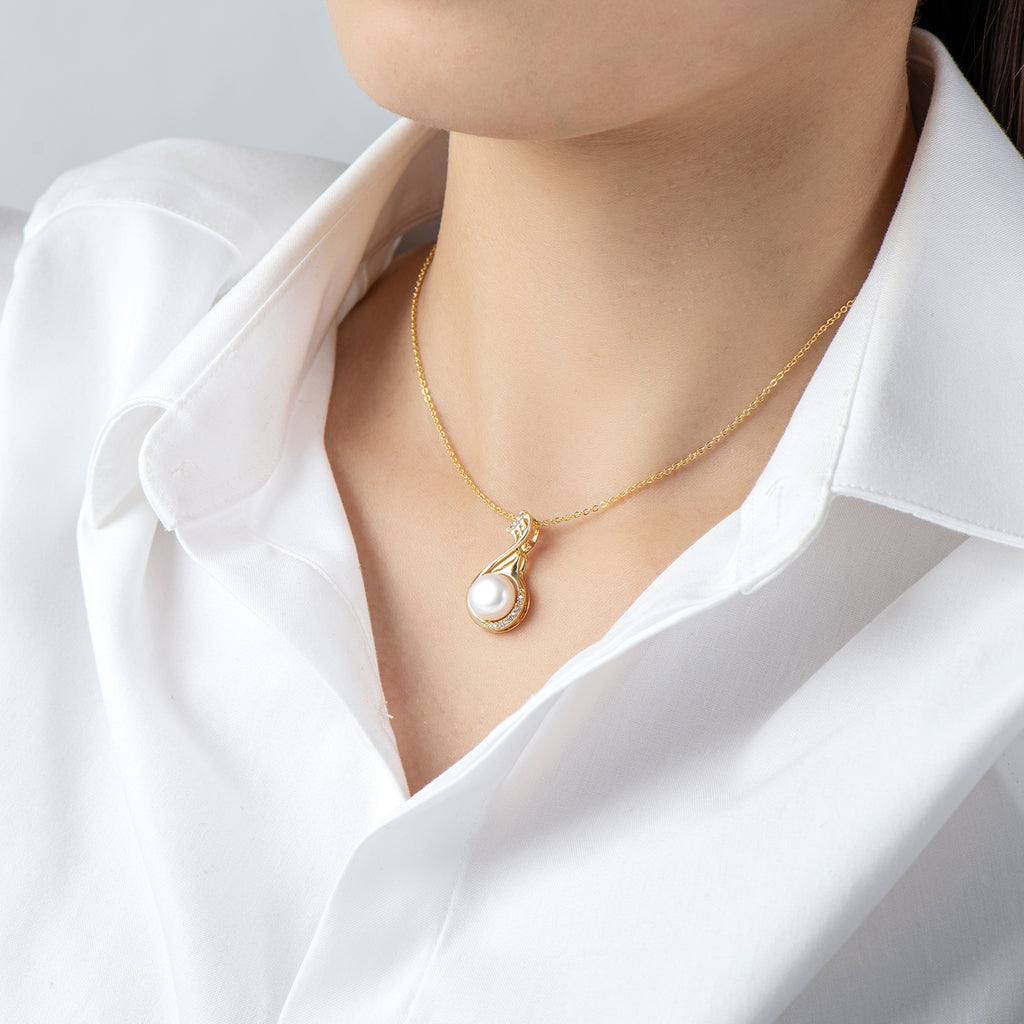 14K Gold Filled Notation Natural Freshwater Pearl Necklace