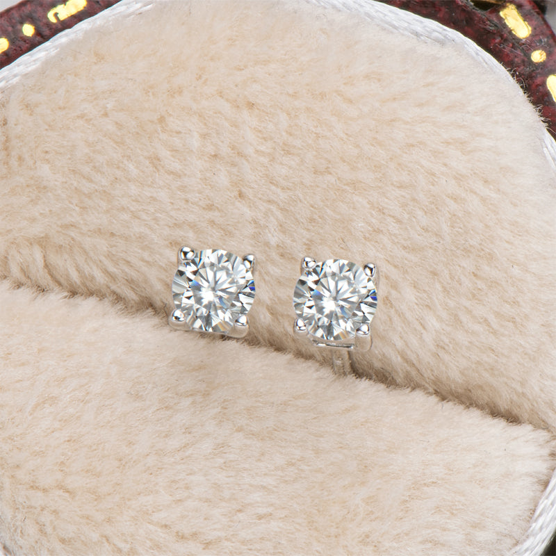 Round Cut Moissanite Diamond Classic Stud Earrings