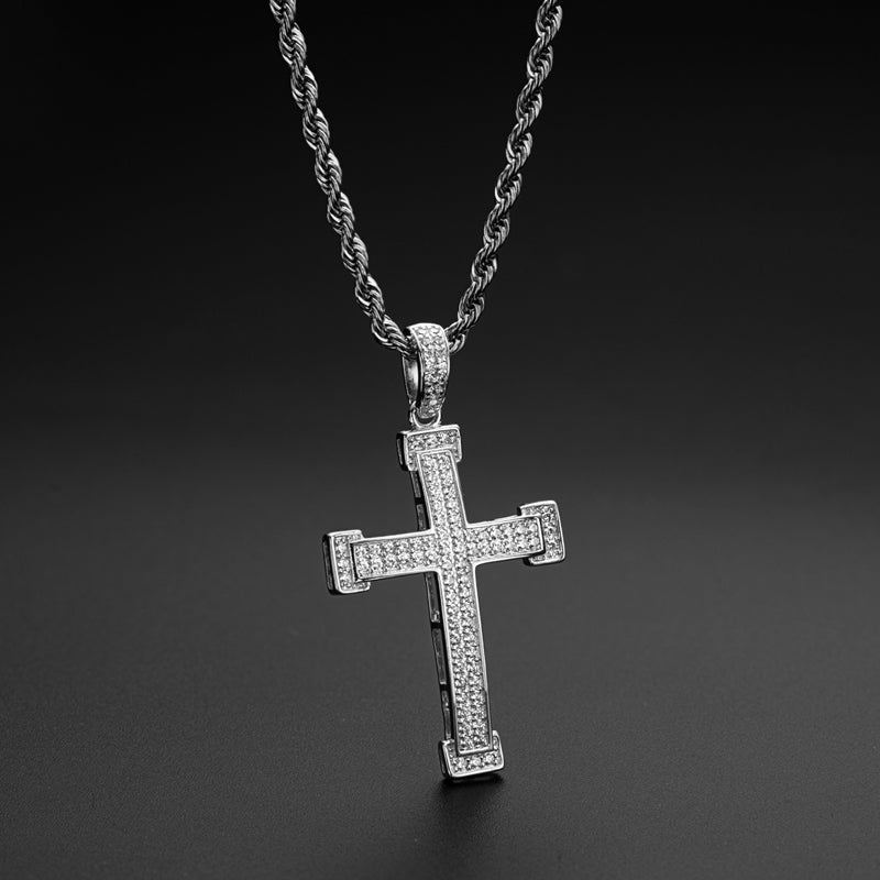 Personalized Cross Created Diamond Hip Hop Charm Pendant Necklace 23.62''