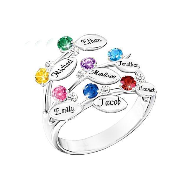 Personalized Seven Birthstone Name Ring