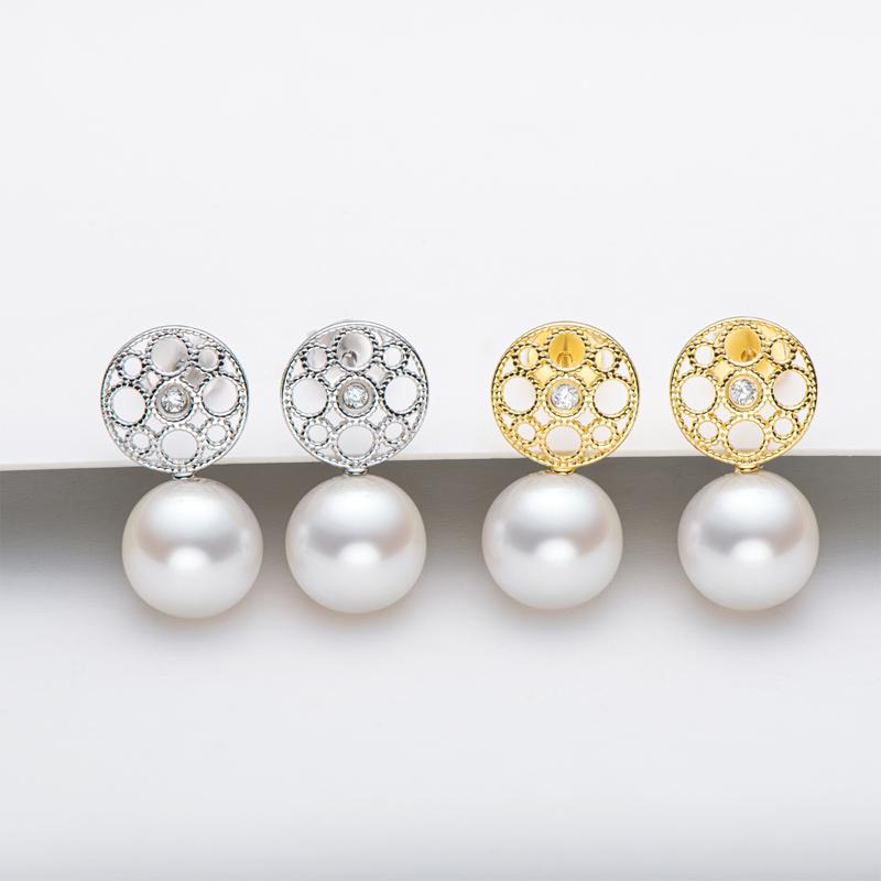 Freshwater Pearl & Created Diamond Faye Earrings