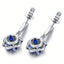 Four Clover Created Sapphire Drop Ear Dangle Earring