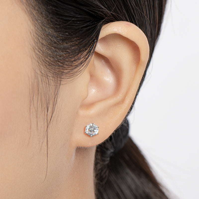 Round Cut Moissanite Diamond Stud Earrings