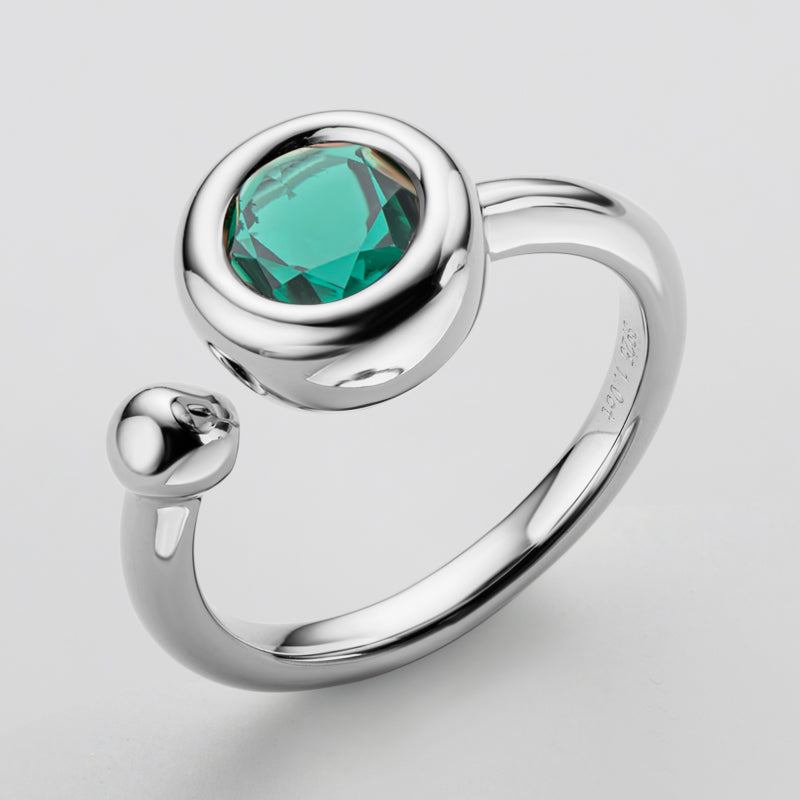 Bezel Green Moissanite Diamond Solitaire Ring