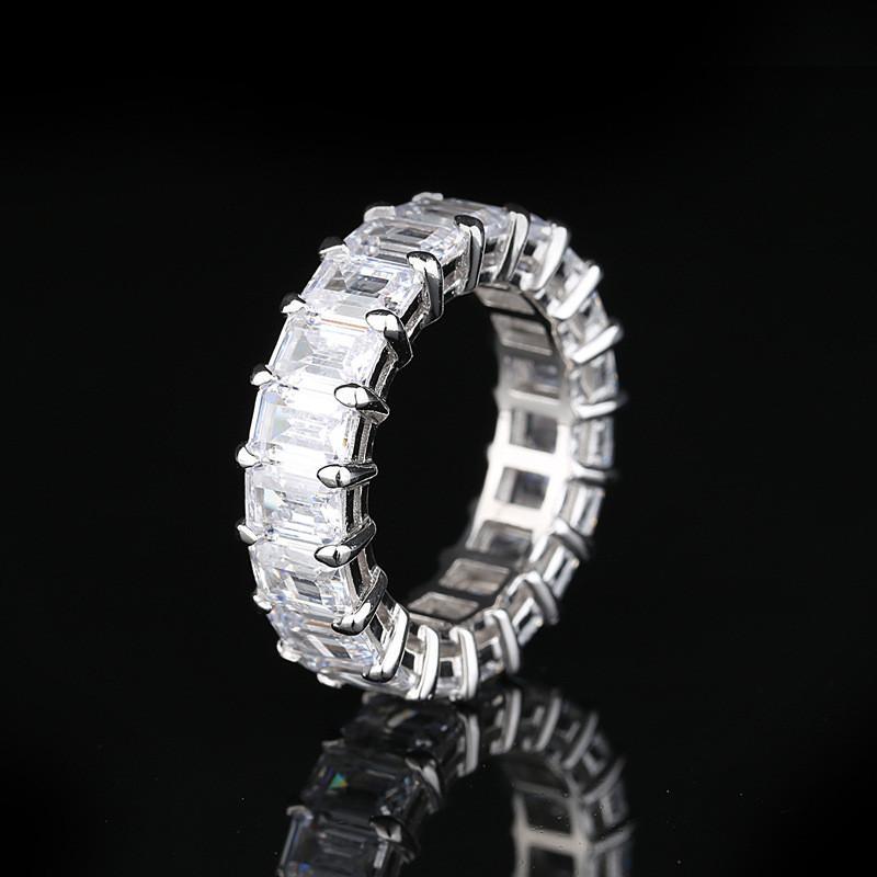Emerald Cut Created Diamond Full Eternity Ring