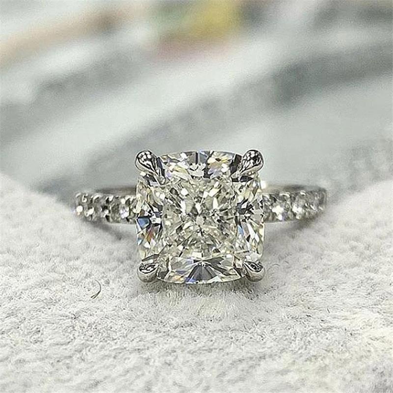 Cushion Cut Created Diamond Bridal Ring Sets