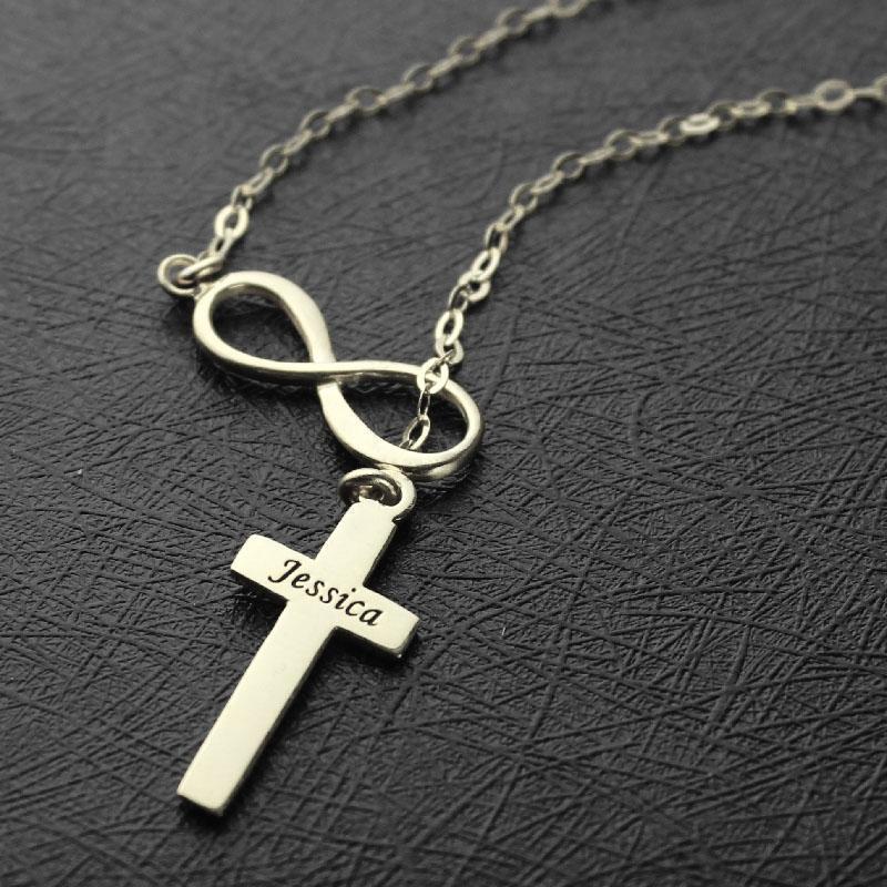 Infinity Cross Necklace Sterling Silver Name Custom Pendants