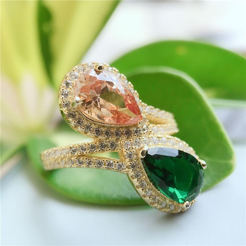 Pear Cut Created Sapphire Ring