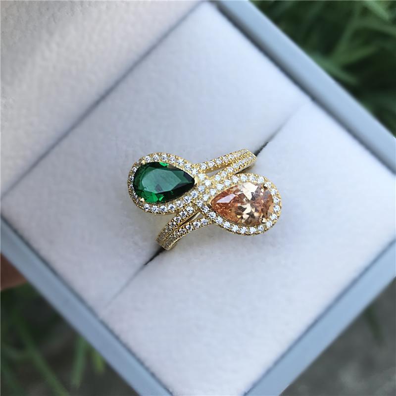 Pear Cut Created Sapphire Ring