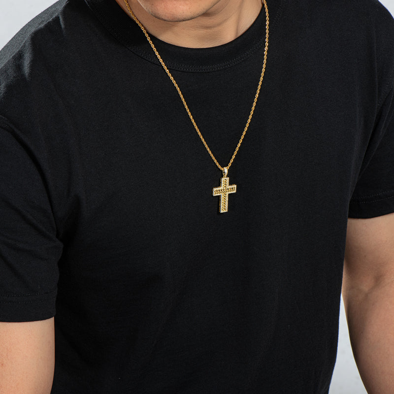 Created Diamond Cross Hip Hop Long Chain Luxury Pendant Necklace 23.62''