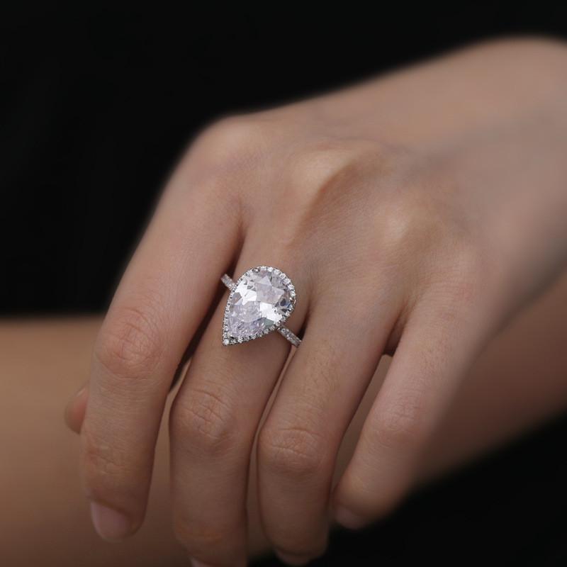 Pear Cut Created Diamond Ring