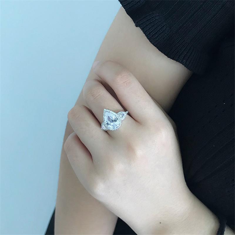 Pear Cut Created Diamond Ring