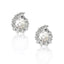 Round Created White Diamond Pearl Stud Earrings