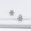 Flower Sterling Silver Created Diamond Stud Earrings