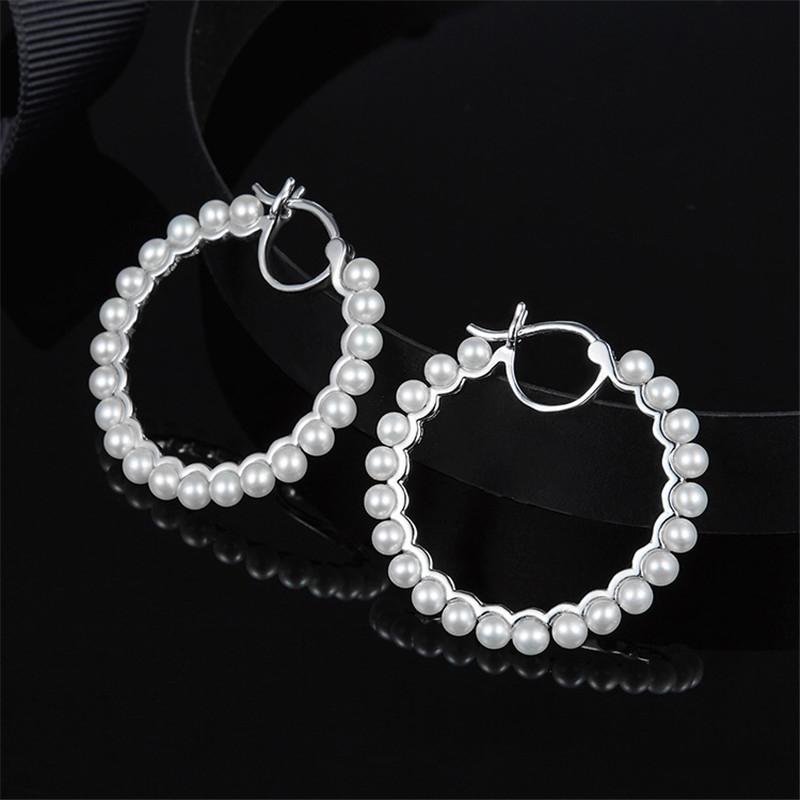 Fashion Style Freshwater Pearl Large Circle Hoop Earrings