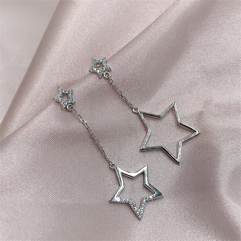 Round Cut Star Created Diamond Drop Earrings