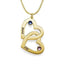 18k gold Two Heart Engraved name Necklace with 2 Birthstones Gift for Women