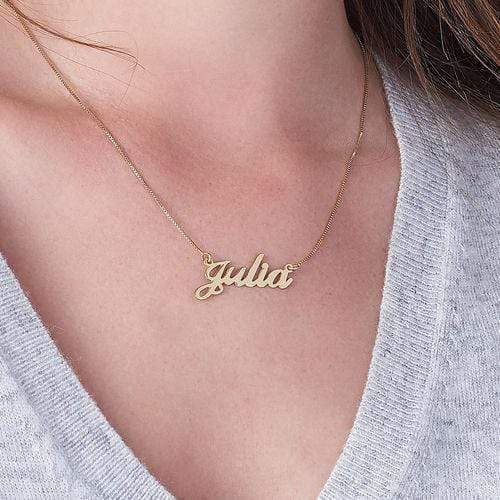 925 Sterling Silver Classic Engraved Name Necklace with Adjustable Chain
