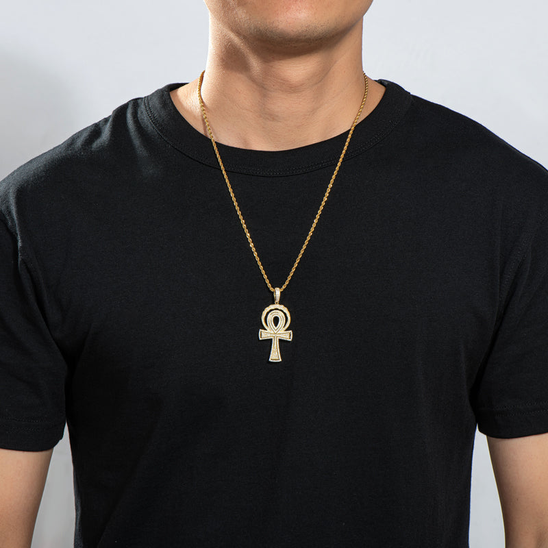Created Diamond Cross Hip Hop Luxury Multilayer Pendant Necklace 23.62''