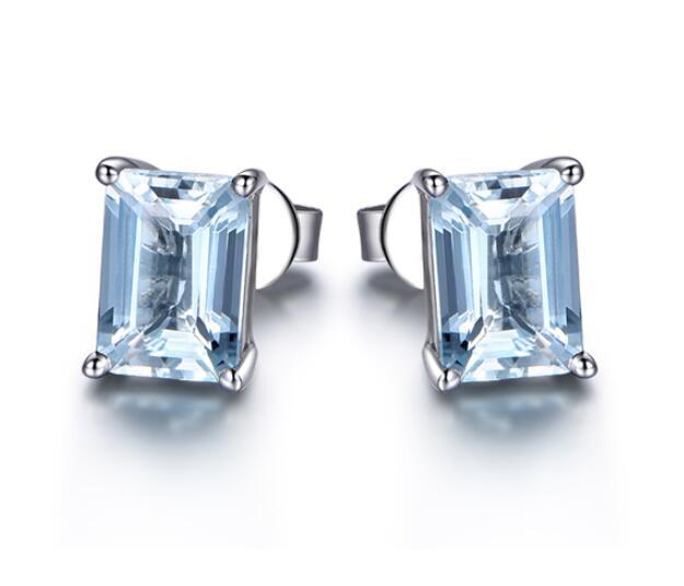 Mini Emerald Blue Topaz Gemstone Stud Earrings