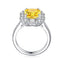 Radiant Yellow Created Diamond Emerald Halo Emerald Ring