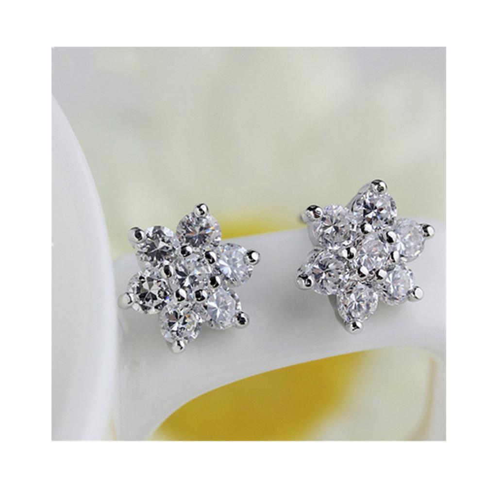 Snowflake Design Created White Diamond Stud Earrings