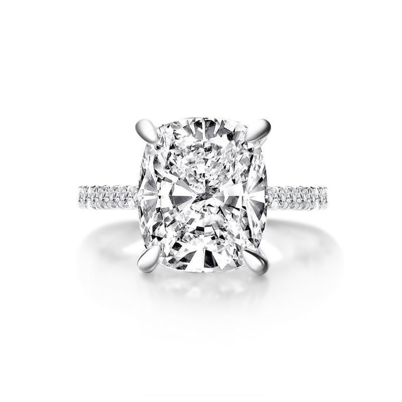 6 Carat Cushion Cut Created Diamond Solitaire Wedding Engagement Ring 925 Sterling Silver