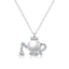 Special Kettle Design Round Created Diamond Pearl Pendant Necklace