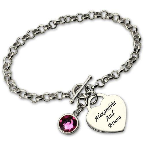 Heart Bracelet For Her with Birthstone