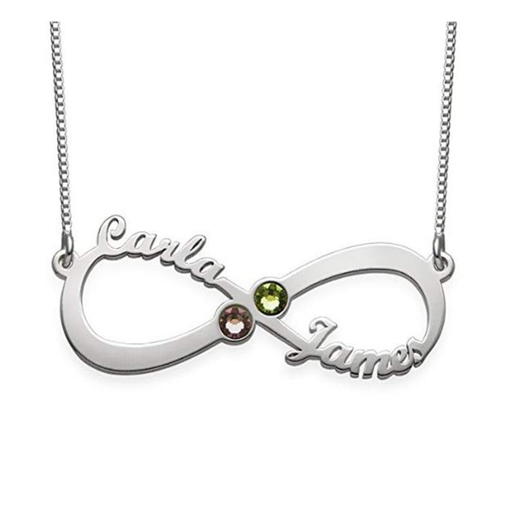 925 Sterling Silver Infinity Necklace With Personalized Customized Any 2 Names