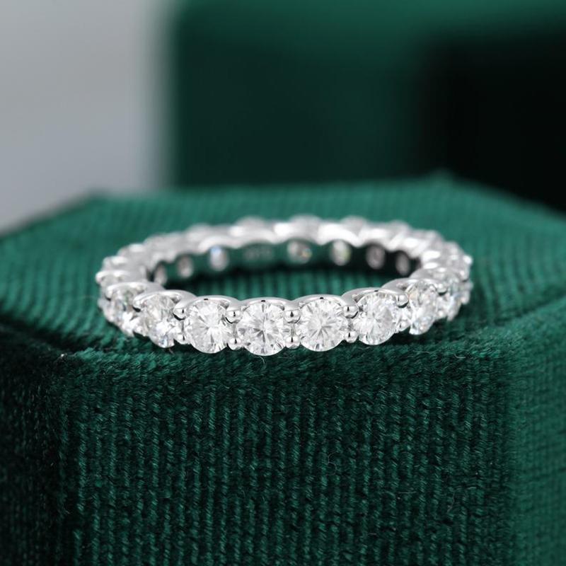14K/18K Gold Round Cut 3mm Moissanite Diamond Full Eternity Ring for Women