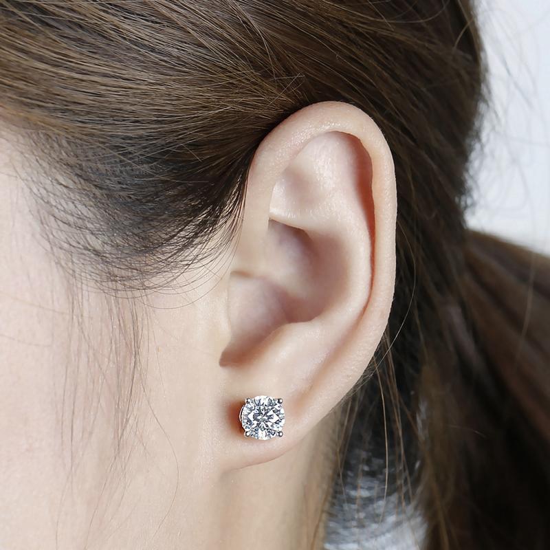 14K/18K Gold Round Cut 1.2ct Moissanite Diamond Classic Stud Earrings