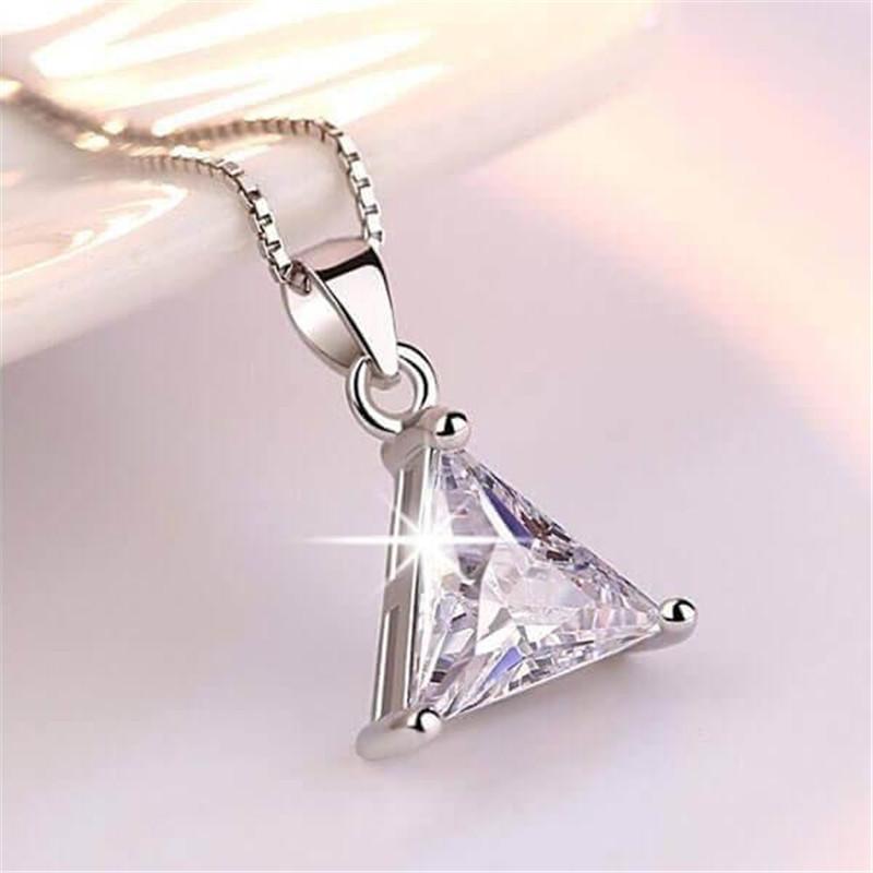 Trillion Cut Created White Diamond Pendant Necklace